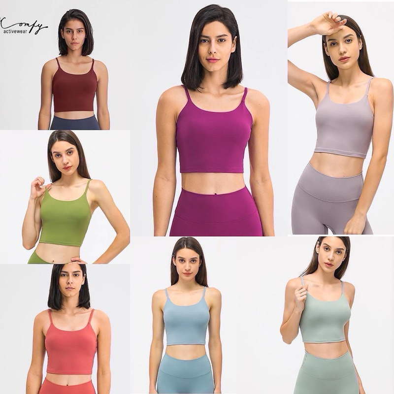 Bra02 สปอร์ตบรา ทรงสายเดี่ยว x Comfy.activewear sportbra ใส่สบาย พร้อมส่งจากไทย ทรงครอป