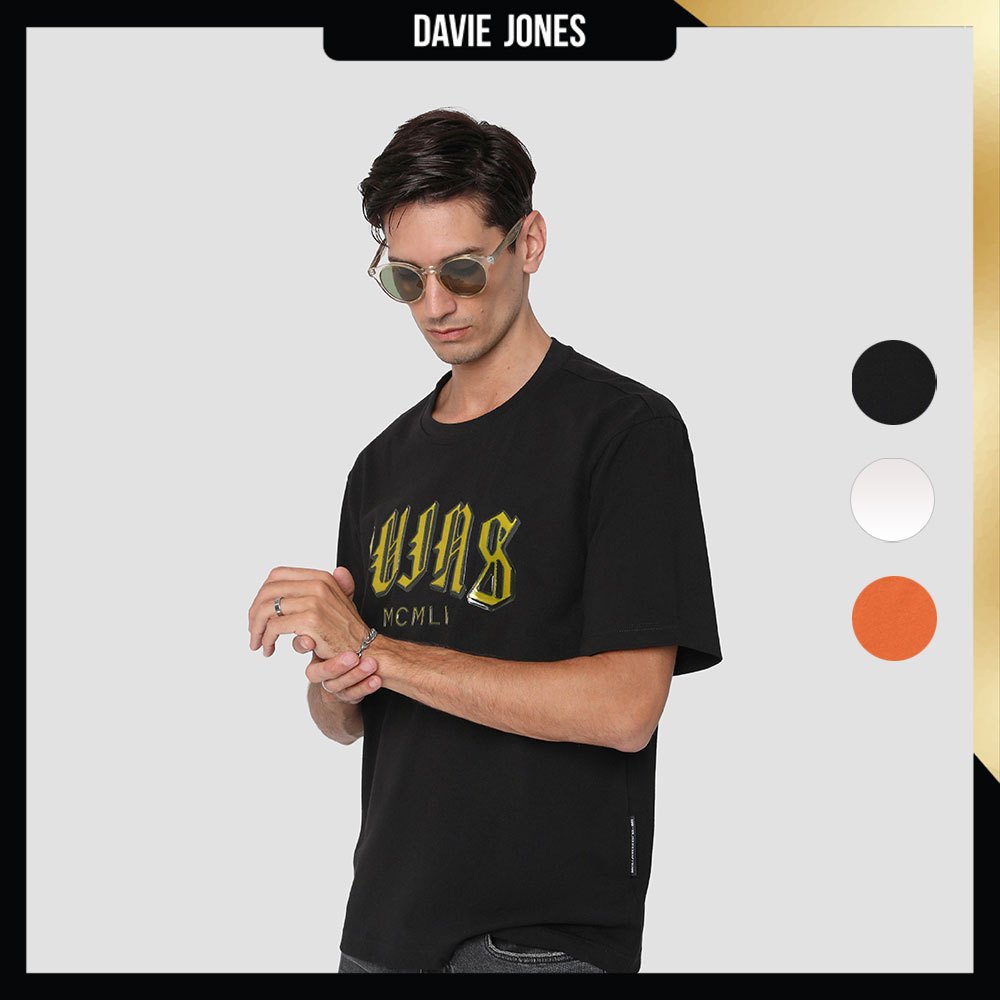 DAVIE JONES เสื้อยืด Logo Oversized Fit T-Shirt LG0054 สีดำ ขาว ส้ม