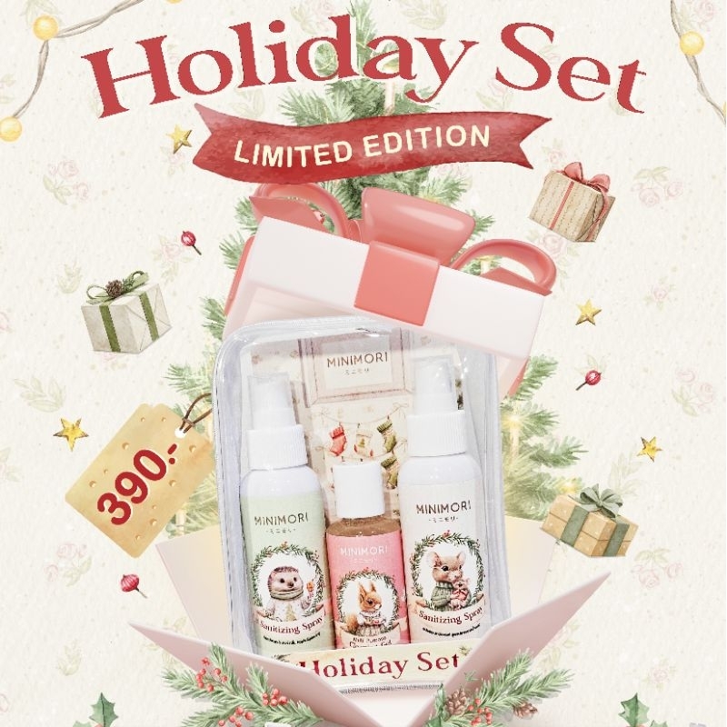 MiniMori • 2024 Holiday Set เซ็ทของขวัญ MiniMori สเปรย์กลิ่นพิเศษ สเปรย์ไร้กลิ่น และเจลกลิ่นพิเศษ ช่วงเทศกาลคริสมาสต์