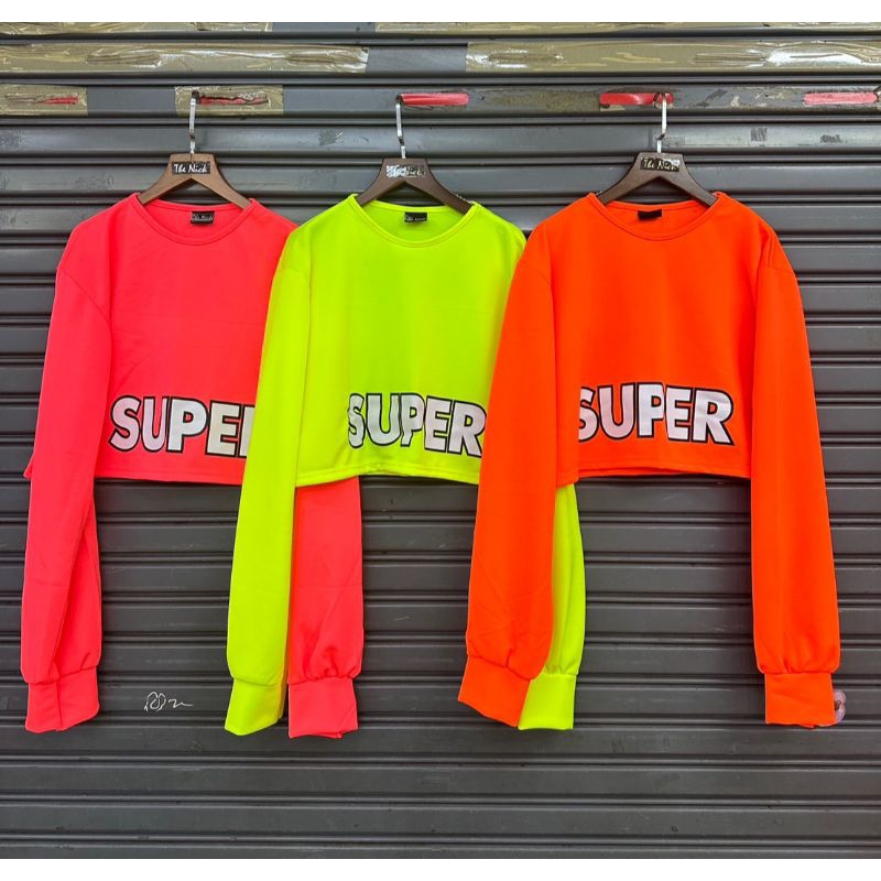 The nick เสื้อครอปโอเวอร์ไซส์ สกรีนลาย SUPER มีให้เลือก 3 สี
