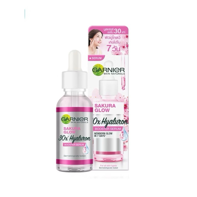 Sale การ์นิเย่ ซากุระ โกลว์ ไฮยาลูรอน บูสเตอร์ เซรั่มไฮยา 30มล แพ็ค2 GARNIER SAKURA GLOW HYALURON SERUM 30ML