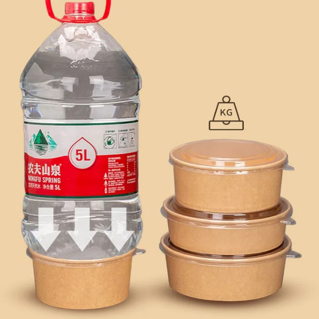 ชามกระดาษคราฟท์ แพ็คละ25ใบ พร้อมฝาOPP ชามใส่อาหาร Food Grade กล่องอาหาร บรรจุของร้อนได้ - รูปที่ 6