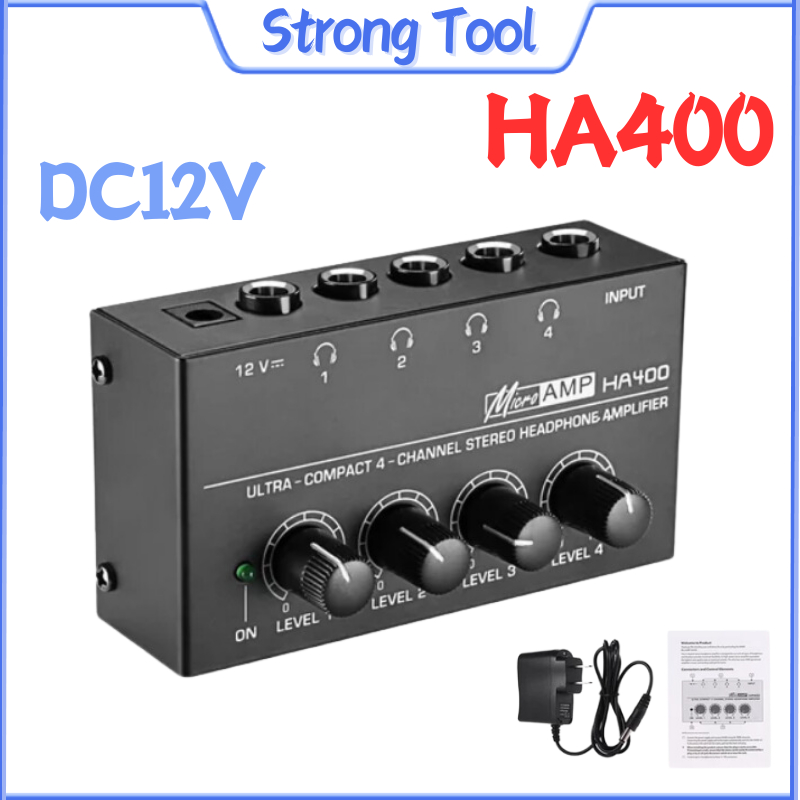 【ส่งเร็ว】HA400 เครื่องขยายเสียงสเตอริโอหูฟัง 4 ช่องทาง ขนาดเล็ก กะทัดรัด พร้อมอะแดปเตอร์พาวเวอร์ DC 12V
