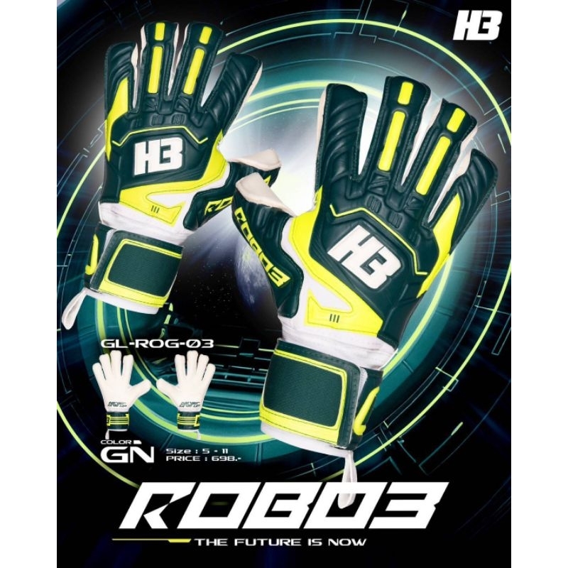 สินค้าลิขสิทธิ์[ของแท้100%]ถุงมือประตูฟุตบอลสีใหม่ H3 ROBO3 New Color