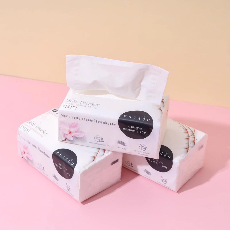 [ พร้อมส่งจากกทม 🇹🇭 ] Gamsai facial tissue รุ่น soft tender 1หิ้ว5ห่อ กระดาษทิชชู่ หนา4ชั้น 280แผ่น