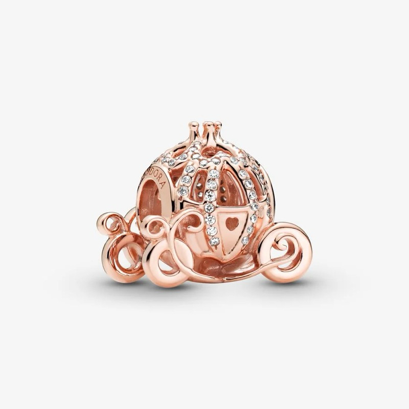 (ของแท้ พร้อมส่ง) Pandora Disney Rose-Gold Pumpkin Cinderella Charm แพนโดร่าชาร์มรถฟักทองซินเดอเรลล่า ของแท้มือหนึ่ง