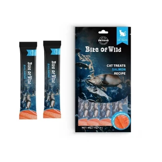 [ Exp. 07/2027 ] ขนมแมวเลีย Bite of Wild เนื้อมูส ขนาด 15g * 4 ซอง รสแซลมอน รสไก่ ไม่ใส่สารกันบูด