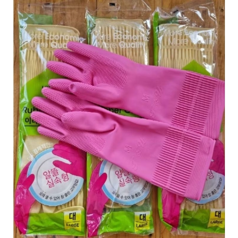 ถุงมือยางธรรมชาติ สีครีมสีเเดงสีชมพู Size S – M – L – XL – XXL แบบยาวสำหรับงานแม่บ้านพ่อบ้านงานสวน – โปรปัง