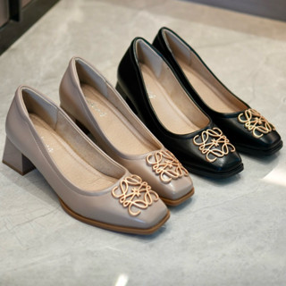 พร้อมส่งจากไทย 670775 รองเท้าส้นสูง ทำงาน 2 นิ้ว อะไหล่ทอง ร…