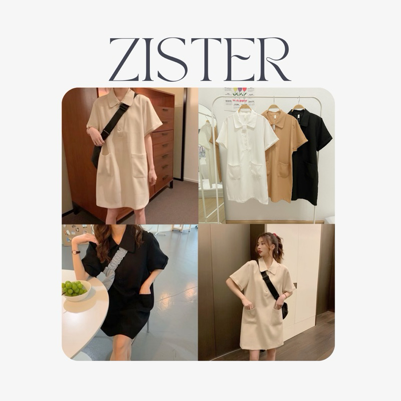 🐻 ZV0127 ชุดเดรสเชิ้ตคอปกโปโล  ทรงโอเวอร์ไซต์ คุณภาพดี
