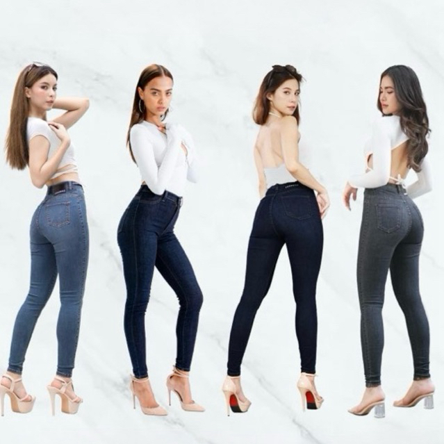 Gondeng Jeans กางเกงยีนส์ก้นเด้งขาเดฟ (ผ้ายืด-เอวสูง)