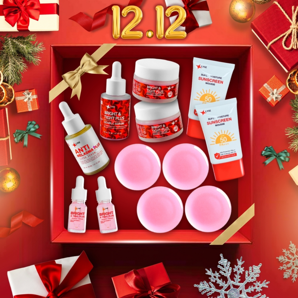 LYSE โปร12.12 สุดคุ้มแห่งปี 12 ชิ้น! ยกกระชับ 1 ลดฝ้า 1 ครีมฟิลเลอร์ 2 กันแดด 2 แถมฟรี เซรั่ม 10 กรัม 2 และสบู่หน้าใส 4