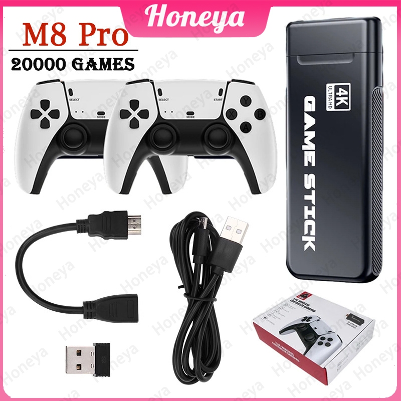 เครื่องเกม M8 PRO วิดีโอเกมคอนโซล 4K HD 20000+ เกม 2.4G ไร้สาย ควบคุมทีวี คู่ ความเป็นบิดา เกมย้อนยุค เกมสติ๊กมือถือ