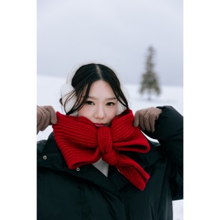 ผ้าพันคอไหมพรม สีแดงรุ่น little ขนาดกำลังพอดี ใช้งานได้จริงค…