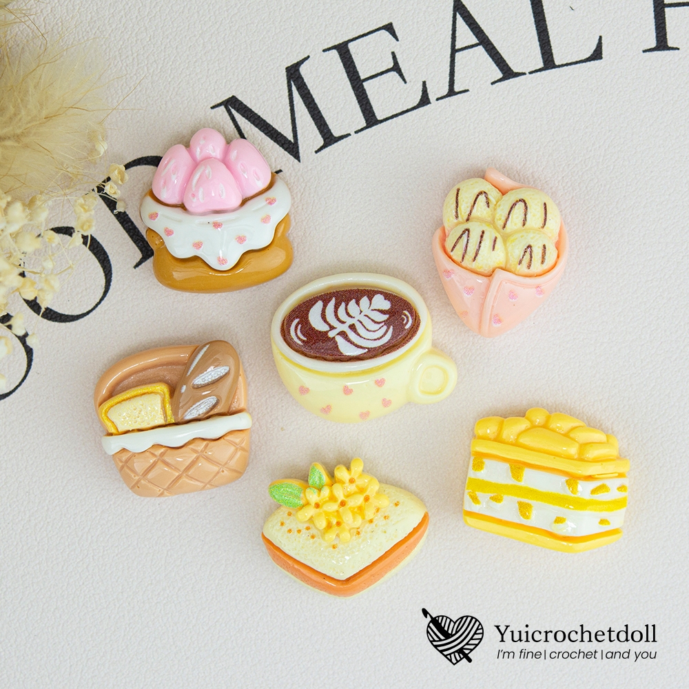 ส่งจากไทย☁️ RS463 ᵕ̈  เรซิ่น กาแฟ,ขนมหวาน สำหรับตกแต่งโทรศัพท์ กระจก เคสยาดม พวงกุญแจ [แพค 6 ชิ้น]