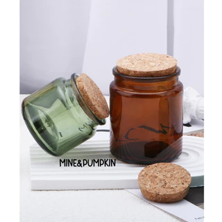 【M&P】ขวดแก้ว กระปุกเปล่า ขนาด 100 / 200 ml ฝาไม้ก๊อก กระปุกใส่เทียน ใส่ของ ขวดโหล