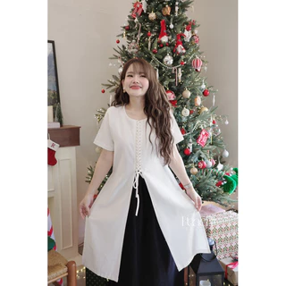 PEACH-รหัสPF6ชุดเซทถักเปียเสื้อพร้อมกระโปรง เนื้อผ้าฝ้าย