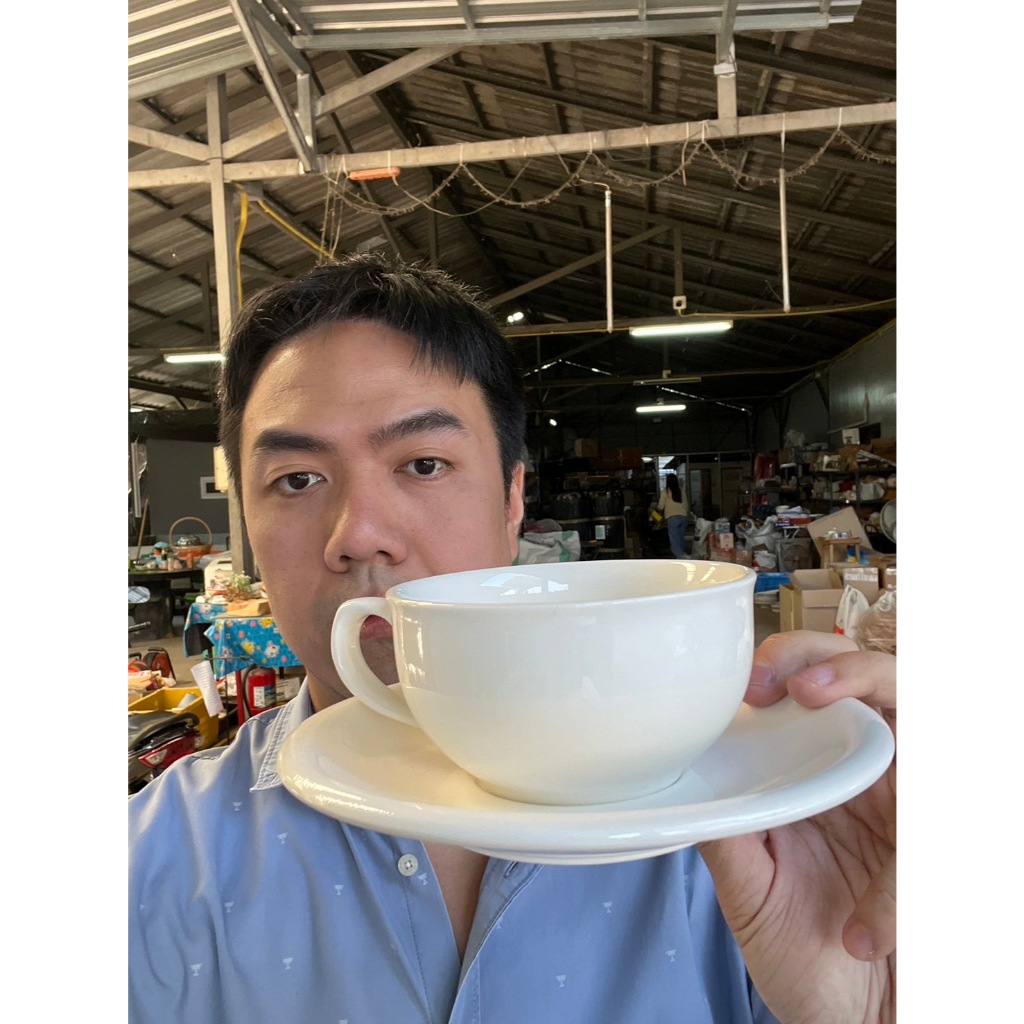 ชุดกาแฟ แก้วกาแฟร้อน สีชุบขาว ขนาด 11oz แก้วกาแฟเซรามิคพร้อมจานรอง เข้าไมโครเวฟได้ ออกใบกำกับภาษีได้ รหัส121224