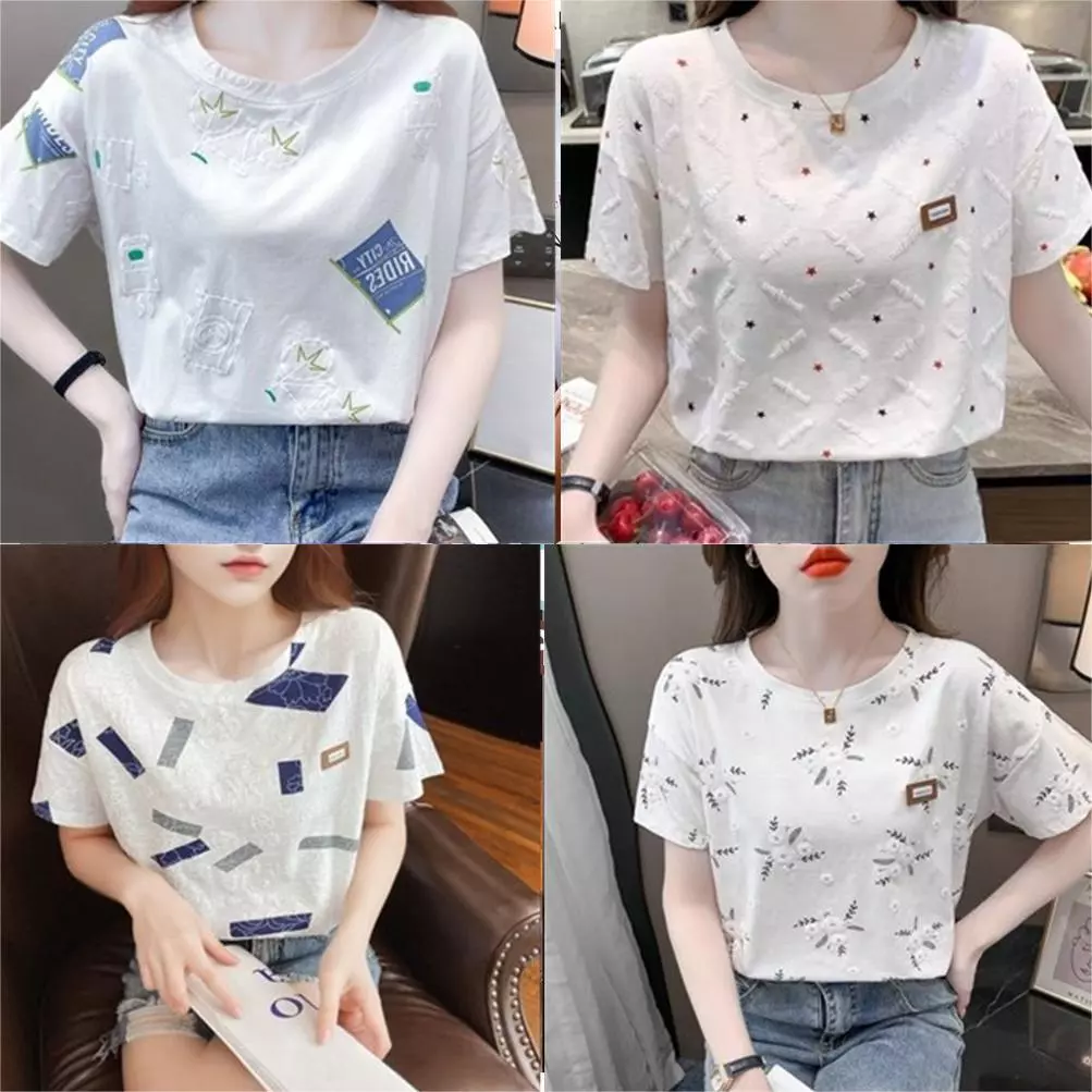 ส่งไวจากไทย⭐Summer⭐S-2XLเสื้อผ้าสตรี ins สไตล์ใหม่ หลวม ครึ่งแขน เสื้อยืด ⭐(ส่งภายใน 24 ชั่วโมง)⭐