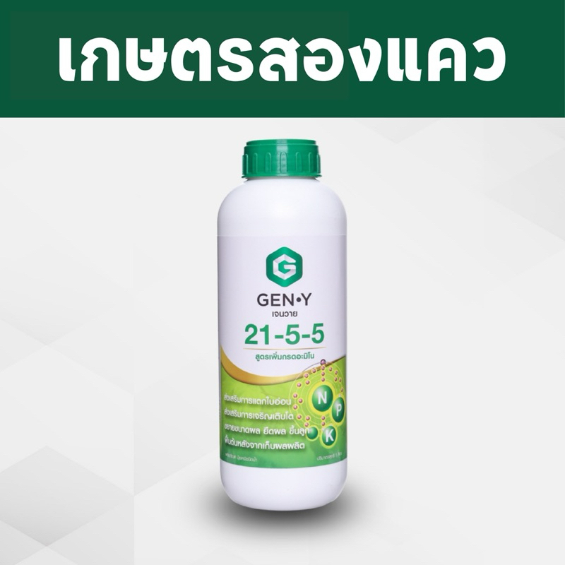 เจนวาย21-5-5(ปุ๋ยน้ำ+อะมิโน)เร่งแตกใบเร่งเจริญเติบโต ขยายขนาด ยืดผล ฟื้นต้น