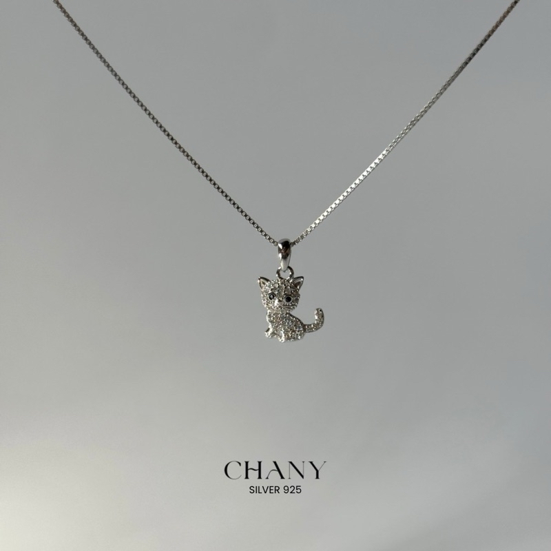 CHANY KITTENS PENDANT NECKLACE สร้อยคอเงินแท้จี้แมวฝังเพชร CZ