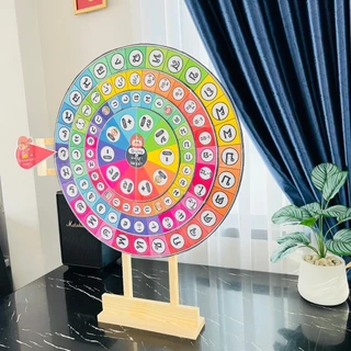 วงล้อฝึกอ่านสะกดคำ หมุนได้4ชั้น ขนาด58X58ซม. วงล้อหมุนสุ่ม วงล้อภาษาไทย