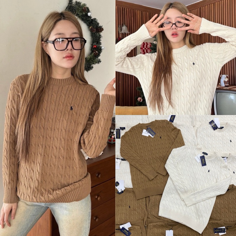 เสื้อคลุมไหมพรมคาดิแกน ดีเทลปักโลโก้ม้า สีใหม่ละมุนฟีลมาก ชนช็อป ฟีลเรียบหรูดูแพงสุดๆ งานทอ เนื้อผ้าทออย่างดี