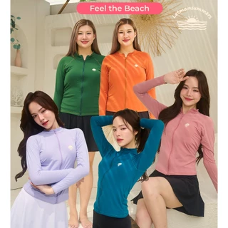 ใหม่! 🌈Letmeinsummers🌈 APPEAL☀️🌊 เสื้อว่ายน้ำผู้หญิงแขนยาวสีพื้น มีซิป ฟองน้ำ UPF50+ มีไซส์ AP080