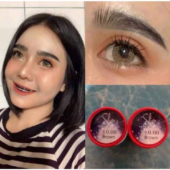 บิ๊กอาย คอนแทคเลนส์ รุ่น Slim gray/ brown ฝาแดง ยี่ห้อ Pitchy lens