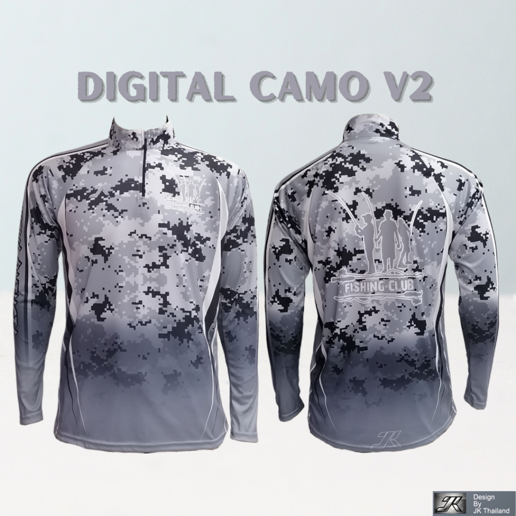 DIGITAL CAMO V2 เสื้อตกปลา JK Thailand กันยูวี สำหรับกีฬากลางแจ้ง ป้องกันรังสี UV 80% แห้งเร็ว