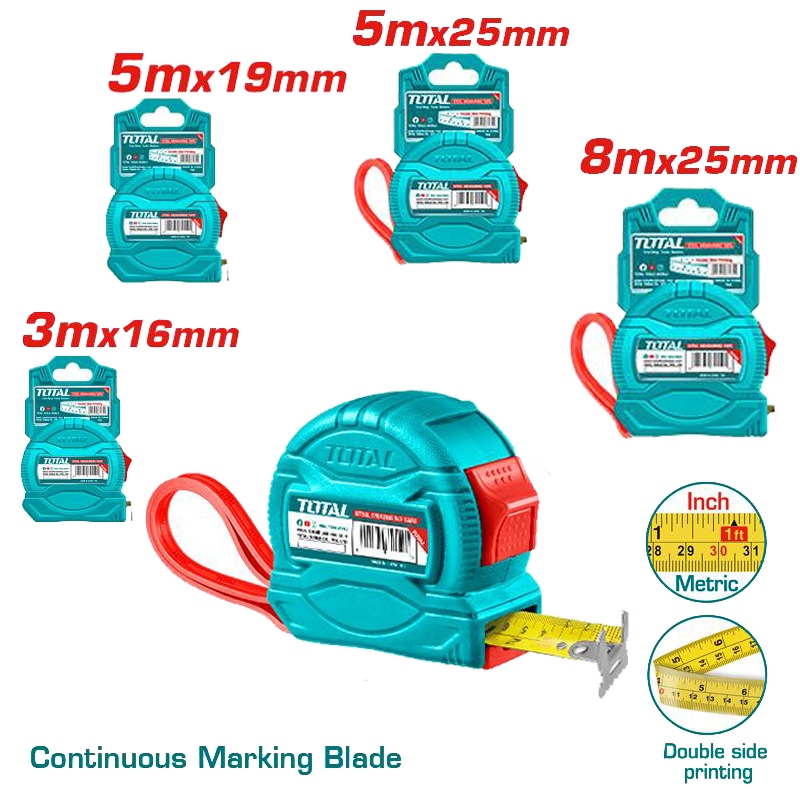 Total ตลับเมตร 3 / 5 / 8 เมตร รุ่น Super Select TMT34316 TMT34519 TMT34525 TMT34825 ( Tape Rule )