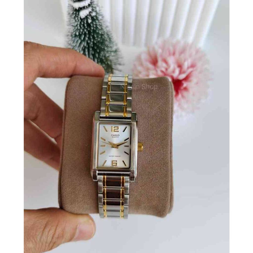 นาฬิกา Casio แท้ รุ่น LTP-1235SG-7A นาฬิกาข้อมือผู้หญิง สายสเตนเลส 2กษัตริย์ หน้าปัดเหลี่ยม -ของแท้ประกันศูนย์ CMG