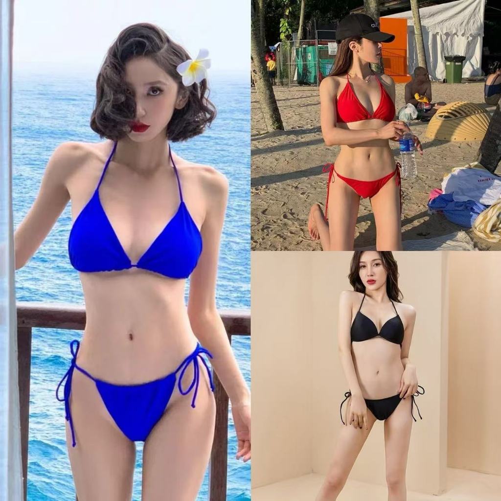 Swift Bra บิกินี่ 2 ชิ้น ชุดว่ายน้ำบิกินี่ เสื้อชั้นใน ปรับขนาดได้ เน็คไท Sexy bikini สไตล์มีสไตล์พร้อมบุโฟมในตัว