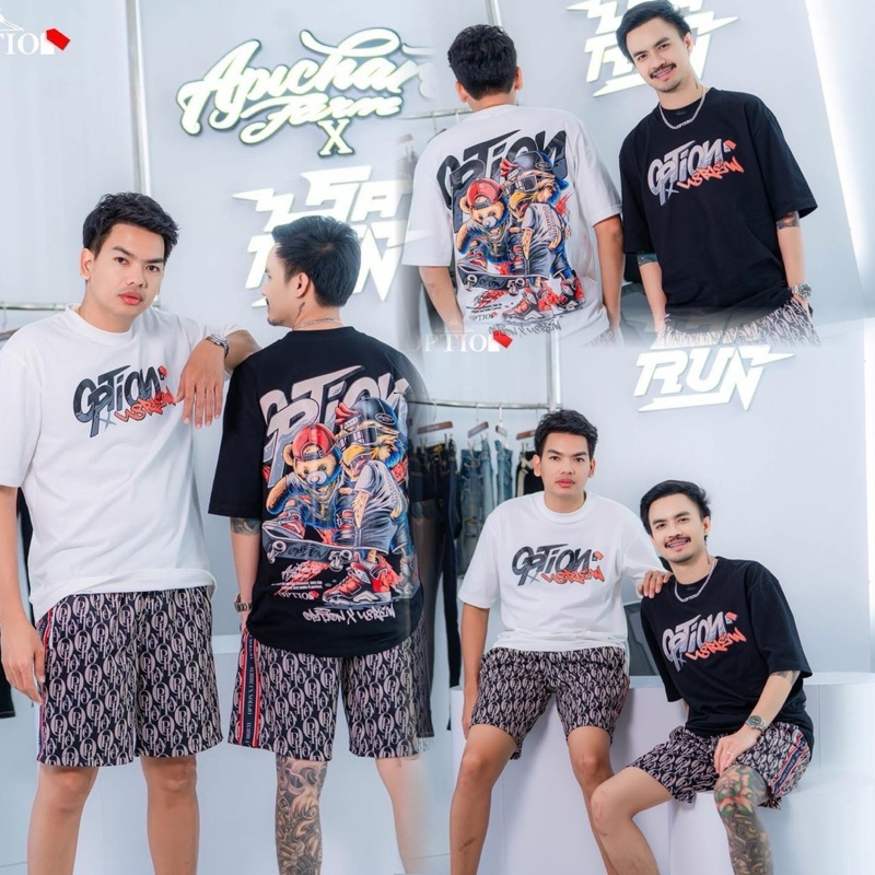 ชุดเซท option x ยูแปดริ้ว ได้ทั้งเสื้อและกางเกงเนื้อผ้าคอตตอนคอมเบอร์ 20