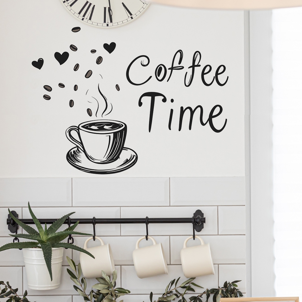 สติ๊กเกอร์แก้วกาแฟ ชา cafe coffee สำหรับตกแต่งผนัง ตกแต่งห้องนอน ร้านกาแฟ FUN-F416