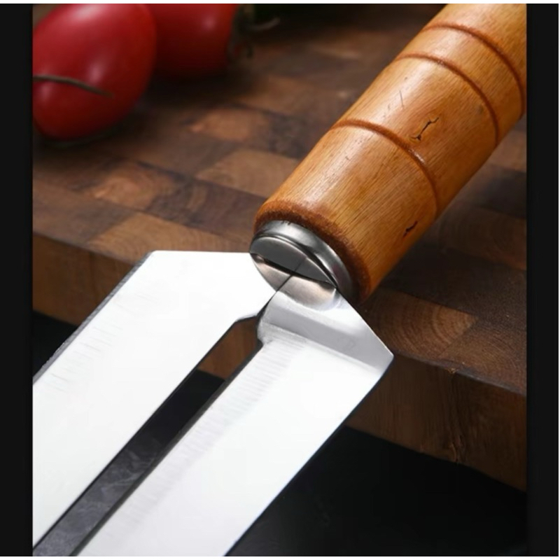 A0006/มีดสับมะละกอ 2 คม RATHABRAND(ถนัดขวา) ด้ามไม้แท้ ใบมีดคมมาก เส้นมะละกอสวยไม่ช้ำ มีดสองคม มีดฝานมะละกอ - รูปที่ 6