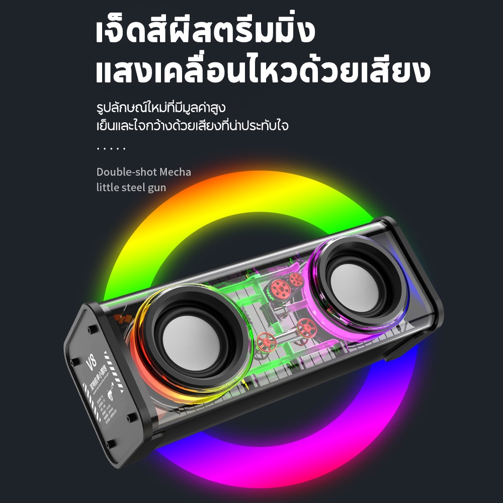 ลำโพลงบลูทูธ 5.3 1500Mah ลำโพงไร้สาย สเตอริโอ เบสชัด Wireless Speaker Bluetooth  ลําโพงมัลติฟังก์ชั่