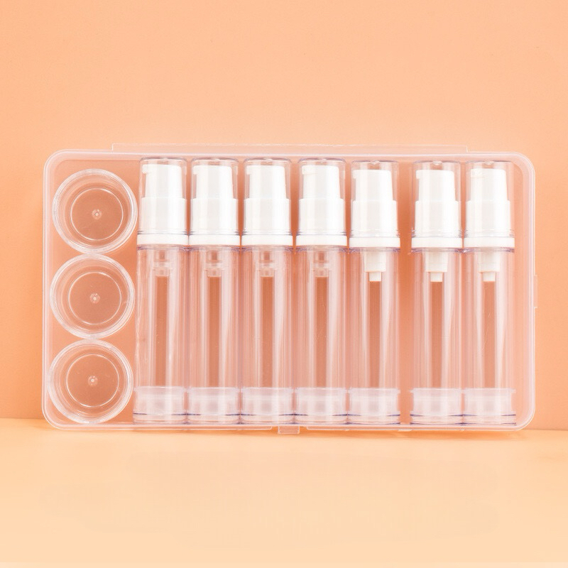 (พร้อมส่ง) เซ็ตขวดปั๊มสุญญากาศ​แบ่งเครื่องสำอางค์ พร้อมกล่องเก็บ 1 เซ็ต มี 4 ขวด ขนาด 10 ml