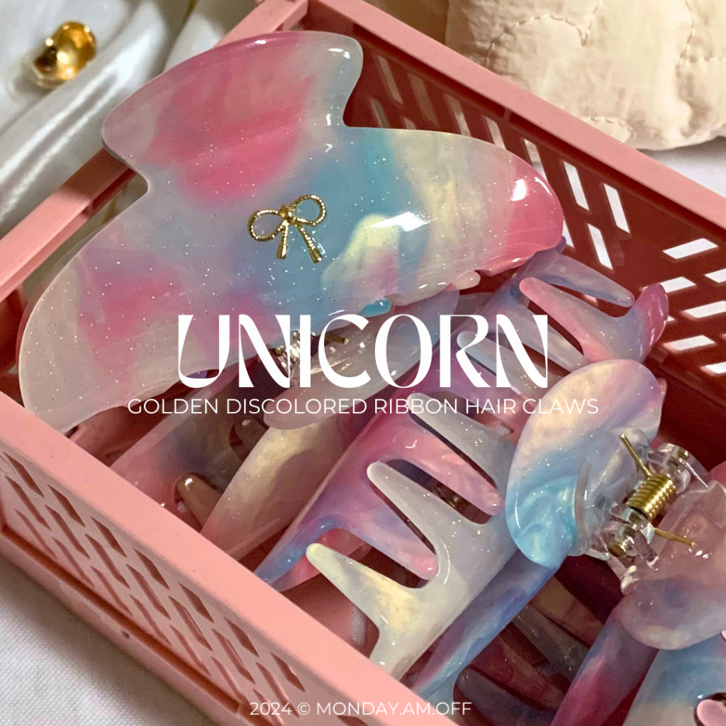 [จัดส่งไว!] กิ๊บติดผมเปลี่ยนสีได้ กิ๊บโบว์ Ribbon Hairclaws (8-11cm) รุ่น Unicorn ติดผมแน่น แข็งแรงมาก