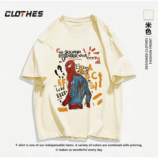 เสื้อยืด ผ้าคอตตอลแท้ CM65 “ลายแมงมุม สไปเดอ "ใส่สบาย สีไม่ตกเนื้อผ้าดี ตัดเย็บดี