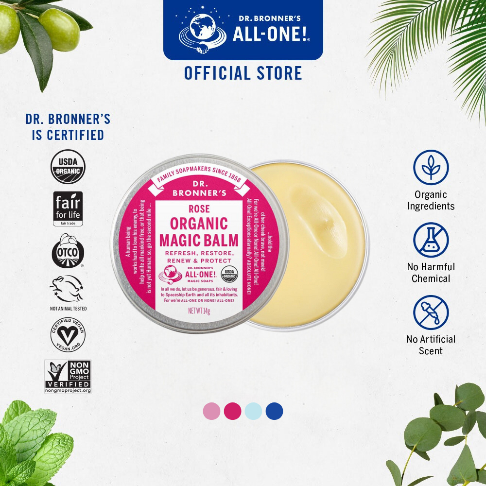 Dr.Bronner’s Organic Balm บอดี้บาล์มออร์แกนิกไร้สารเคมี เพิ่มความชุ่มชื่นให้ผิว แก้ผื่นคัน 14g