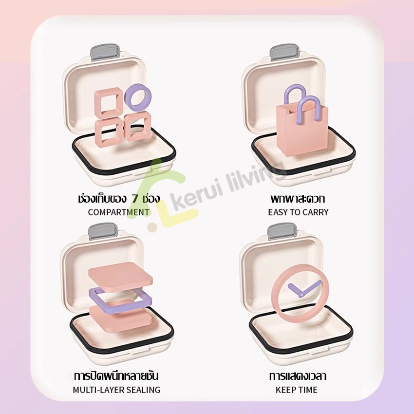 mumuso กล่องใส่ยาเม็ด 7ช่อง ดีไซน์ล็อค สำหรับการเดินทาง กันฝุ่น กันความชื้น กล่องใส่ยาแบบพกพา ตลับยา - รูปที่ 2