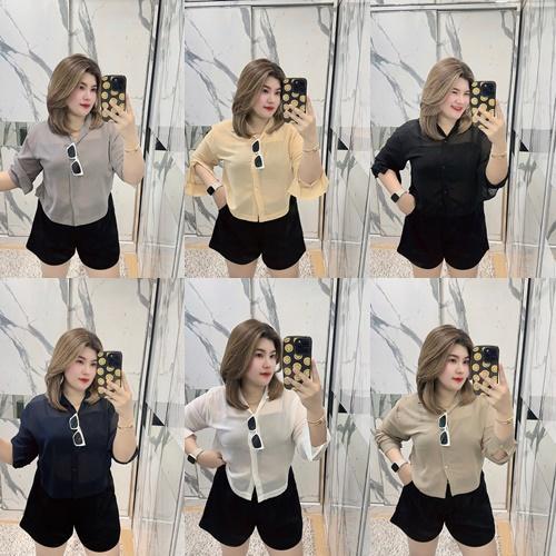 C91 เชิ้ตคอปกชีฟองชายโค้ง อก44"-48"-52"