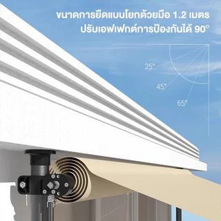 กันสาดตั้งตรง กันสาดพับเก็บสำเร็จรูป Balcony ติดง่ายไม่ต้องเจาะผนัง ขนาด 2/3/4mx1.2/2/3m ป้องกันรังสีUVบ้าน