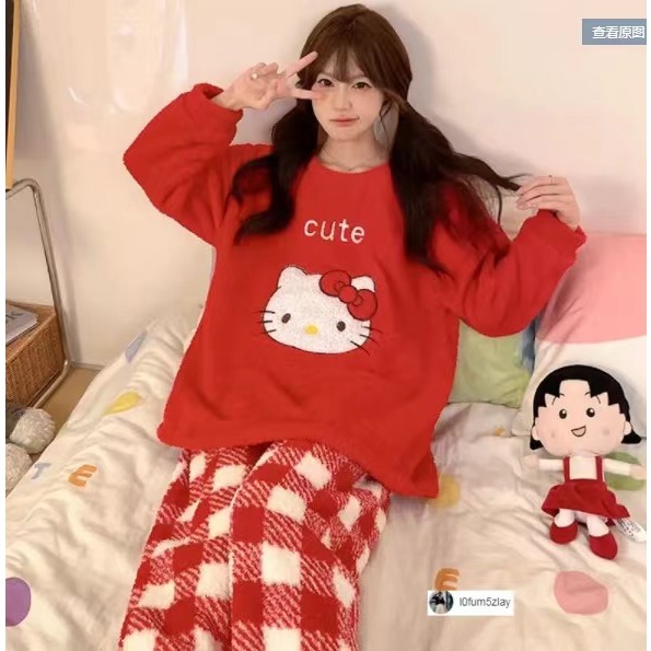 (ราคาถูกที่สุด) ชุดนอนฤดูหนาว，ผ้าสักหลาดแสนอบอุ่น，ลายการ์ตูน， ชุด 2 ชิ้น，M-2XL - รูปที่ 7