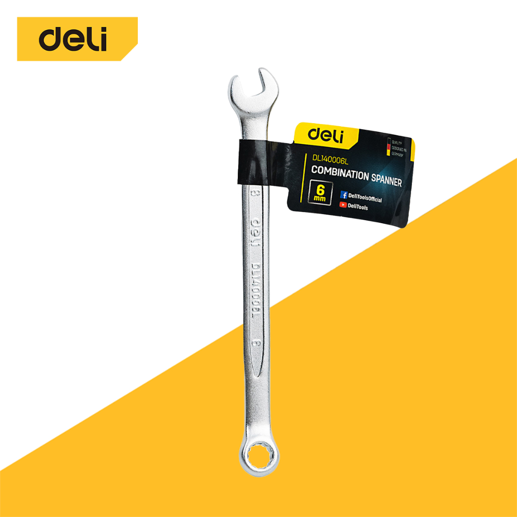 Deli ประแจแหวนข้าง ประแจปากตาย ขนาด 6 - 20 mm คันน็อต คลายสกรู อุปกรณ์ช่าง Combination Spanner