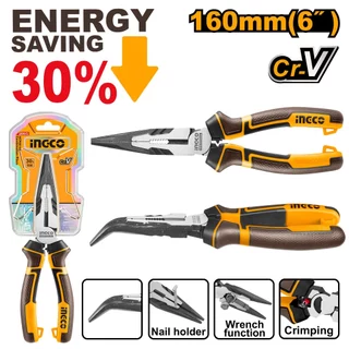 INGCO คีมปากแหลมปลายงอ 6 นิ้ว รุ่น HHBNP28160 ประหยัดพลังงาน 30%