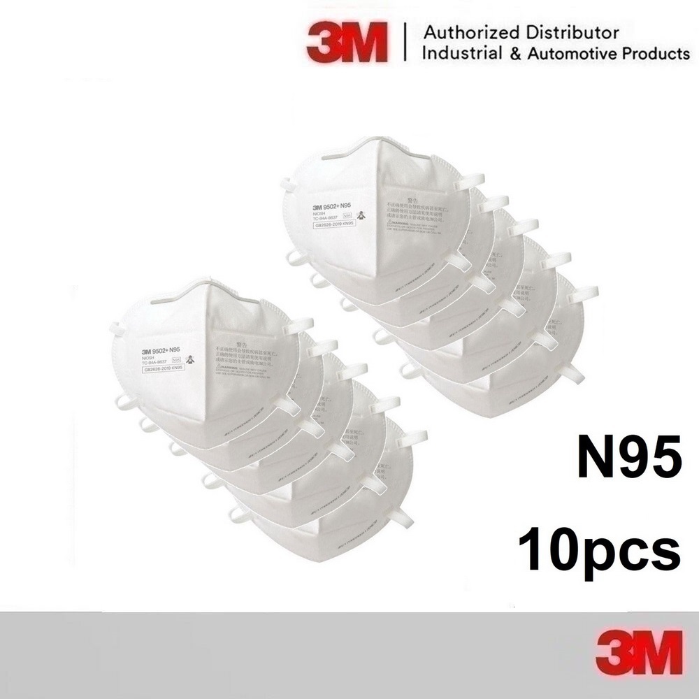 (10ชิ้น) หน้ากากป้องกันฝุ่น 3M 9502+ N95 หน้ากากป้องกันฝุ่นละอองมาตรฐาน แบบคาดศรีษะ