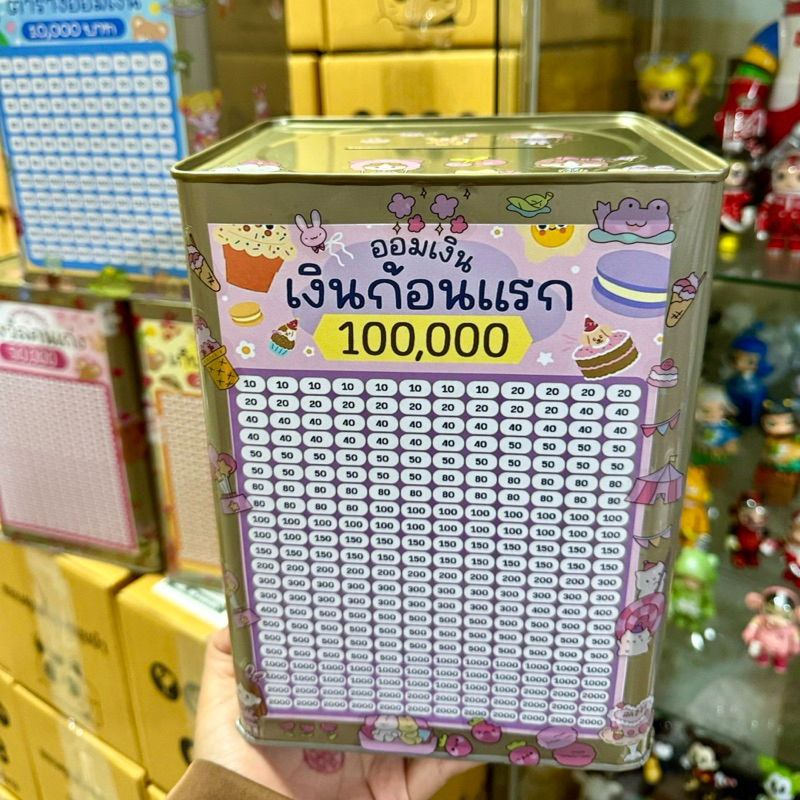 กระปุกออมสินปี๊บ 23 CM พร้อมตารางออมและสติกเกอร์ รูปที่ 4