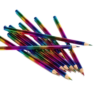 kidtuk ดินสอไม้ สีสายรุ้ง ดินสอเขียนเป็นสีเรนโบว์ (1แท่ง) ราคาพิเศษ พร้อมส่ง